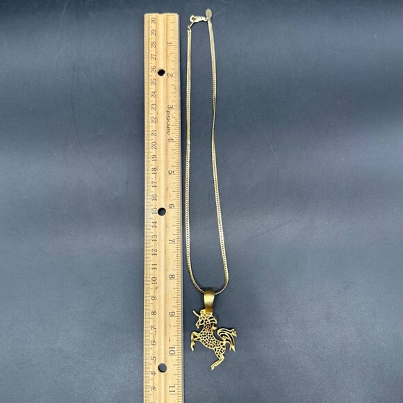 Vintage Unicorn Pendant Necklace American Showcase Gold Tone Mystical Beast - Picture 9 of 10